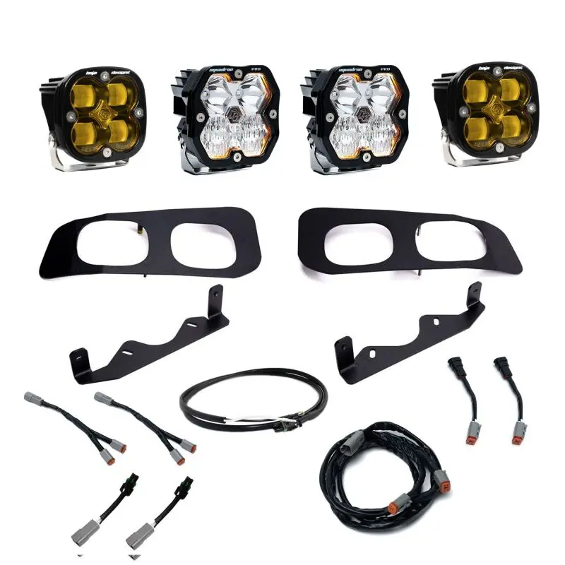 Baja Designs Squadron Pro/Sae 2.0 Dual Fog Pocket Kit For 2023+ Ford Super Duty – Amber Lighting 1
