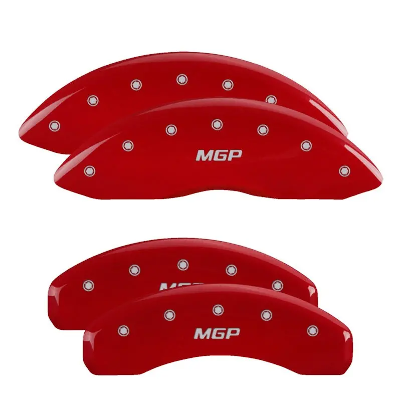 Mgp Engraved Caliper Cover Set – Red Finish With Silver Char, Front & Rear For 2019 Nissan Armada 1
