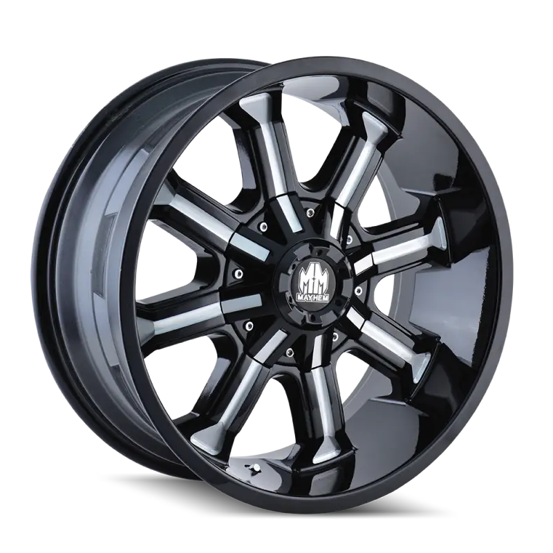 Mayhem Beast Black Alloy Wheel With Milled Spokes – 17X9 Inches, 8X165.1Mm Bolt Pattern, 18Mm Offset, 130.8Mm Hub Bore 1